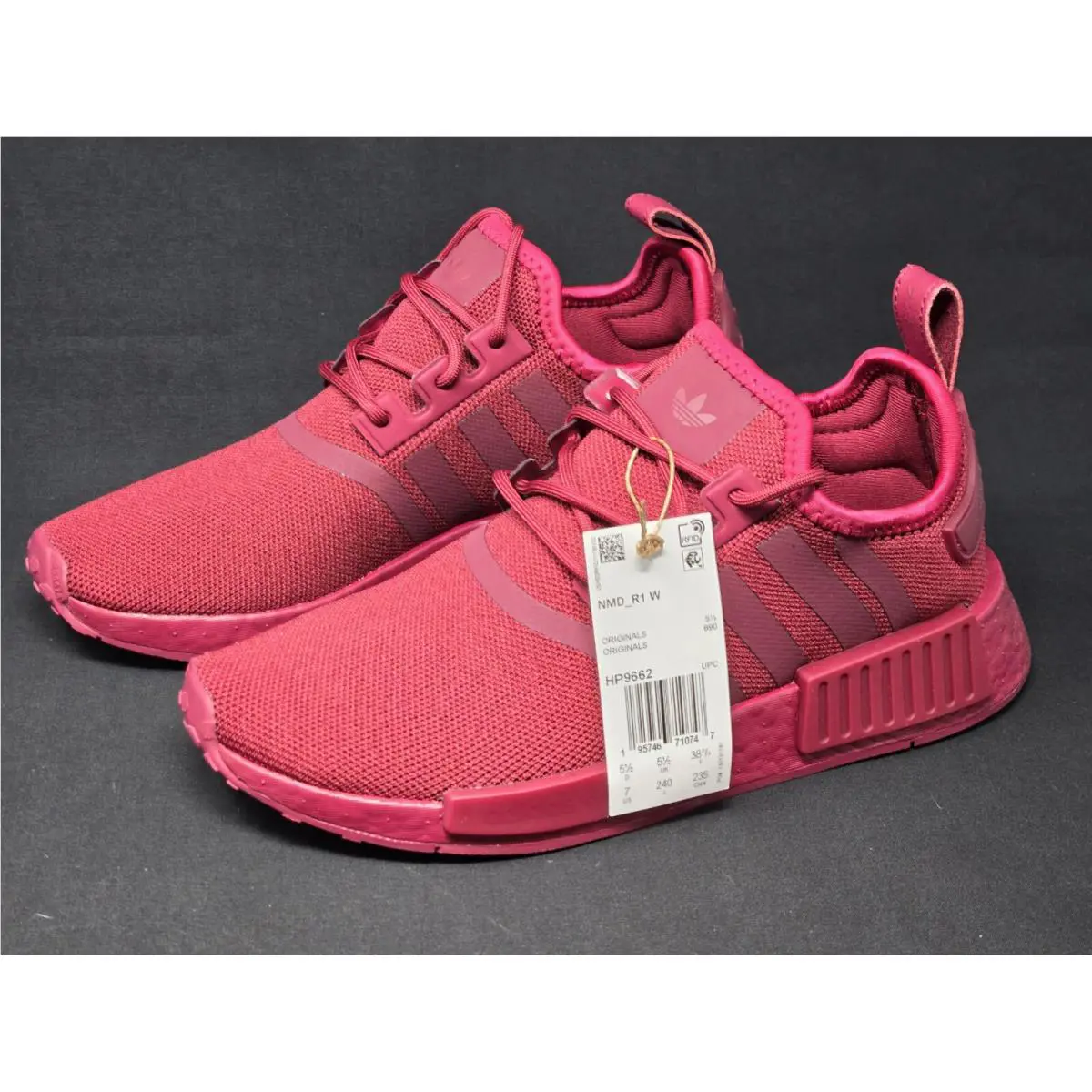 Adidas Women`s Nmd R1 Triple Maroon Burgundy Bordeaux Wine Red Shoes HP9662