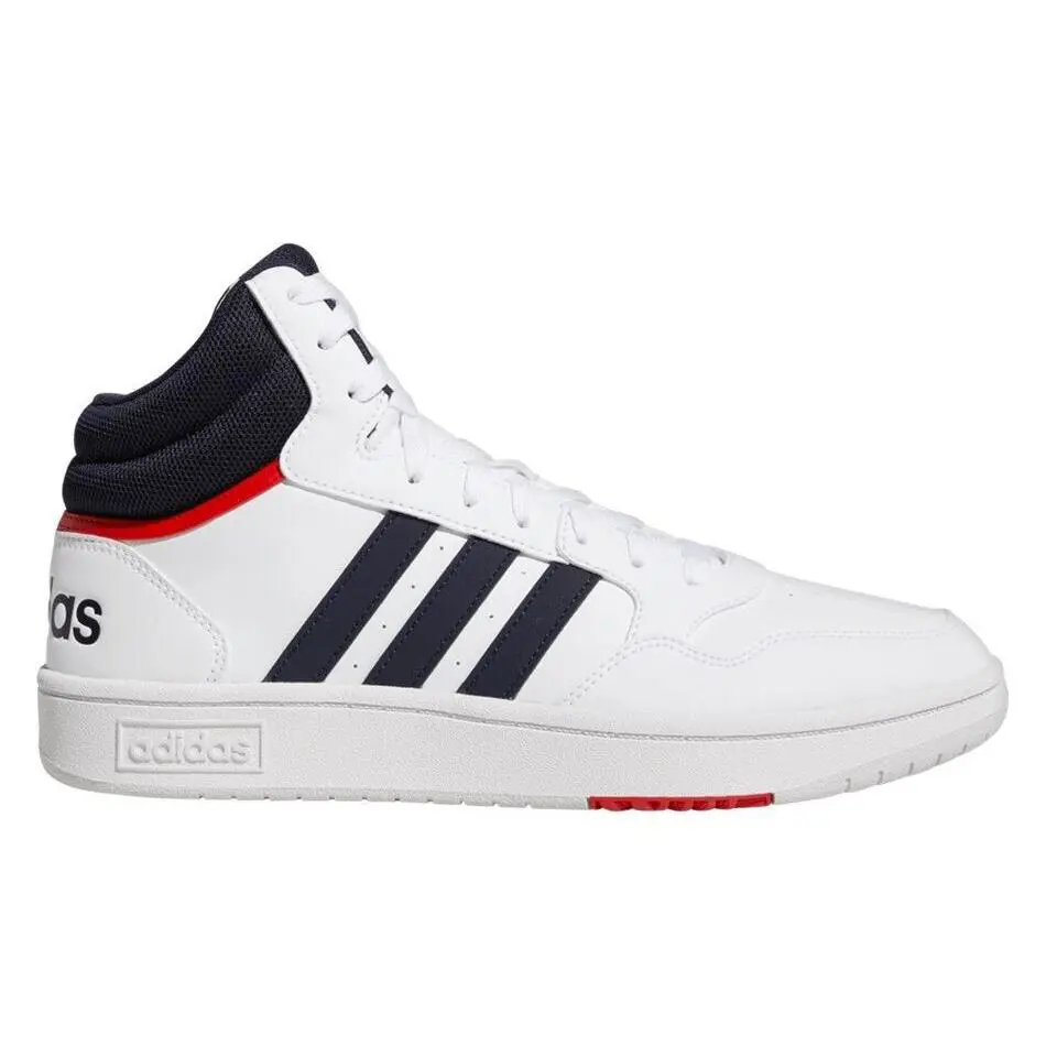 Men`s Adidas Hoops 3.0 Mid Leather White/navy-red GY5543