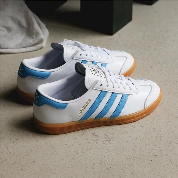 Adidas Hamburg Women’s Running Shoe Athletic Sneaker White Leather 625