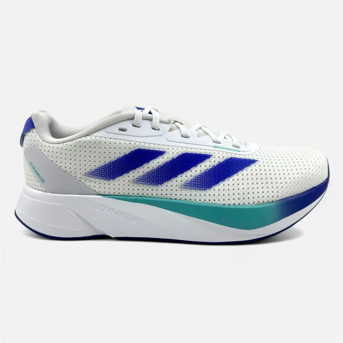 Duramo SL Cloud White Lucid Blue Flash Aqua Mens Athletic Sneaker White by Adidas
