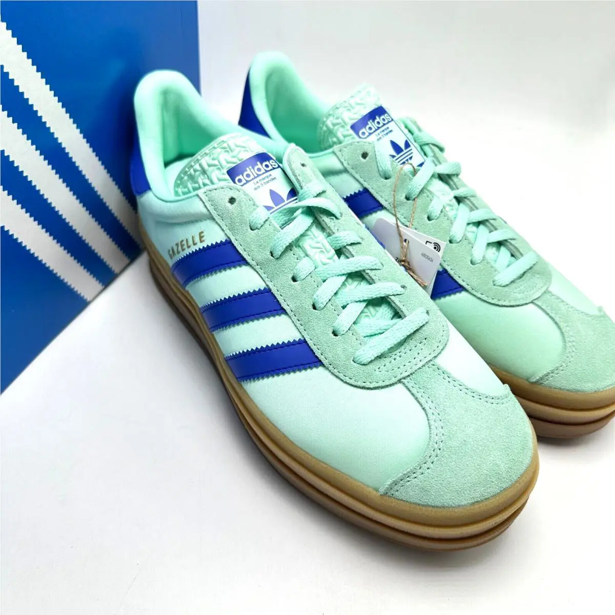 Adidas shoes - adidas Gazelle - Gazelle - JI2702 - Clear Mint/Lucid Blue/Gold Metallic 2