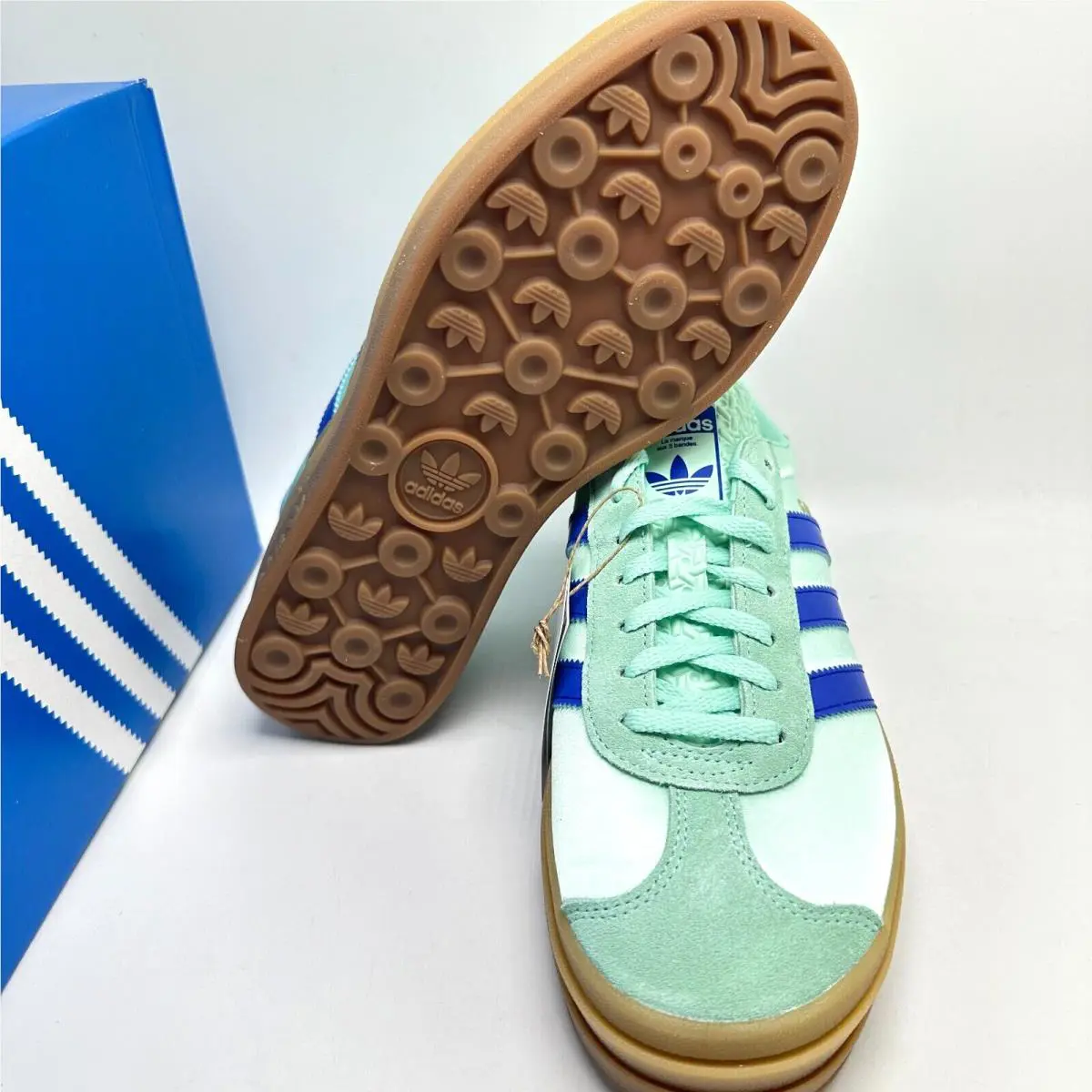 Adidas shoes - adidas Gazelle - Gazelle - JI2702 - Clear Mint/Lucid Blue/Gold Metallic 5