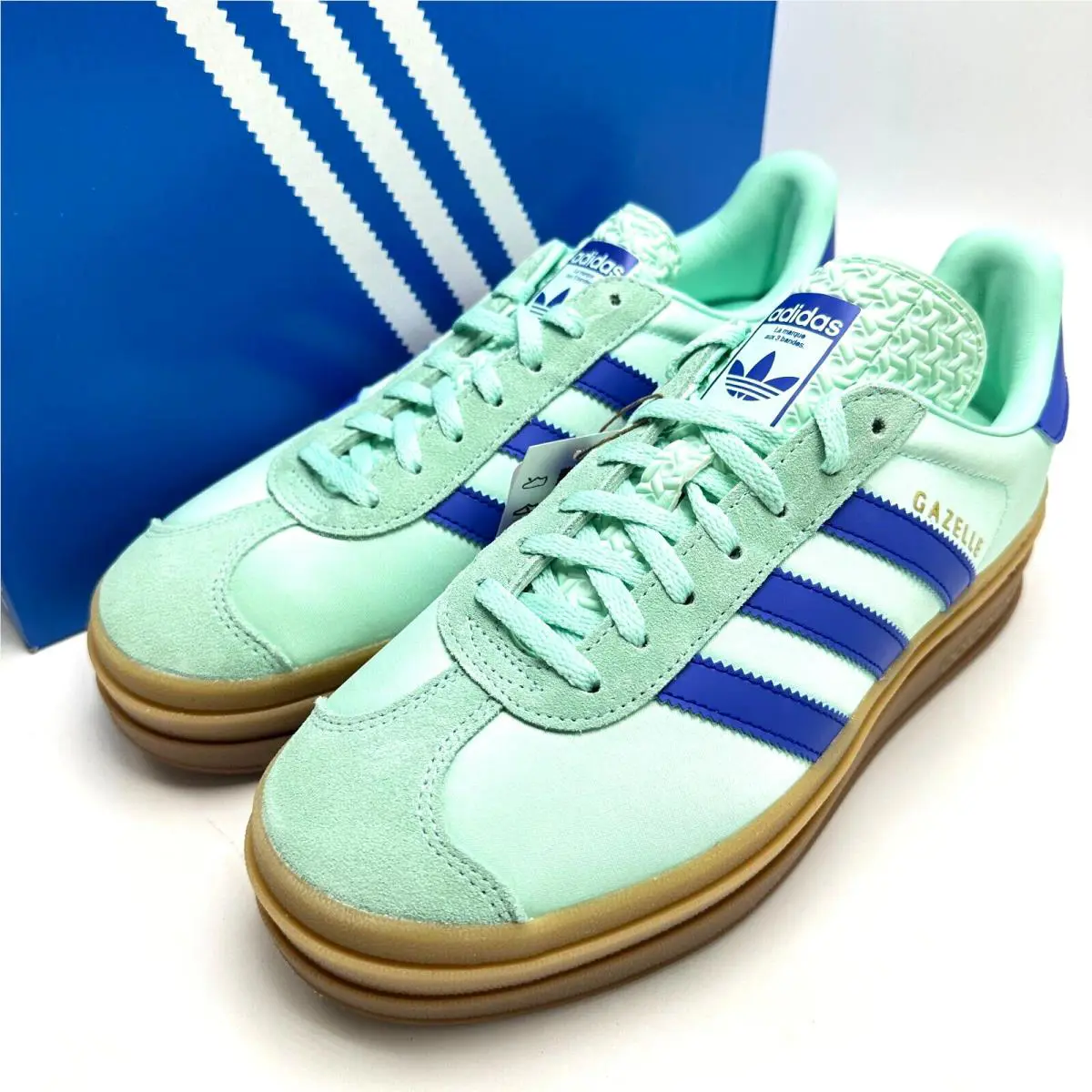 Adidas shoes - adidas Gazelle - Gazelle - JI2702 - Clear Mint/Lucid Blue/Gold Metallic 6