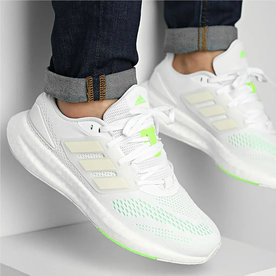 Adidas shoes - PUREBOOST 22 RUNNING SHOES - PUREBOOST RUNNING SHOES - GZ5175 - Cloud White / Cloud White / Beam Green 23