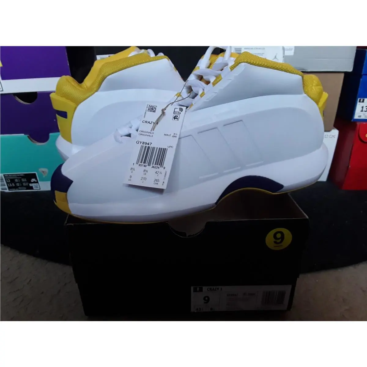 Adidas Crazy 1 Retro 8 Kobe Bryant 24 Los Angeles Lakers Home White Gold GY8947