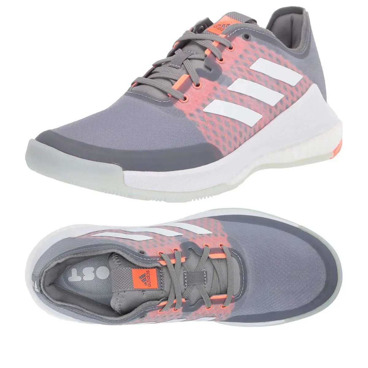 Adidas Mens Athletic Sneakers Crazyflight Volleyball Lace-up Shoes - Gray