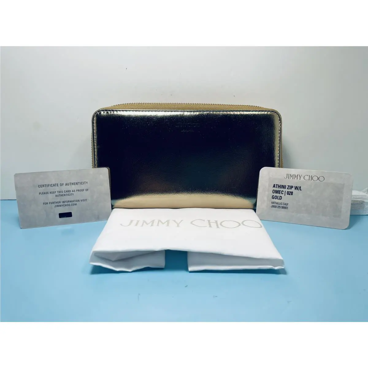 Jimmy Choo - Athini Zip W/l Omec/ 028 - Gold - Leather Wallet