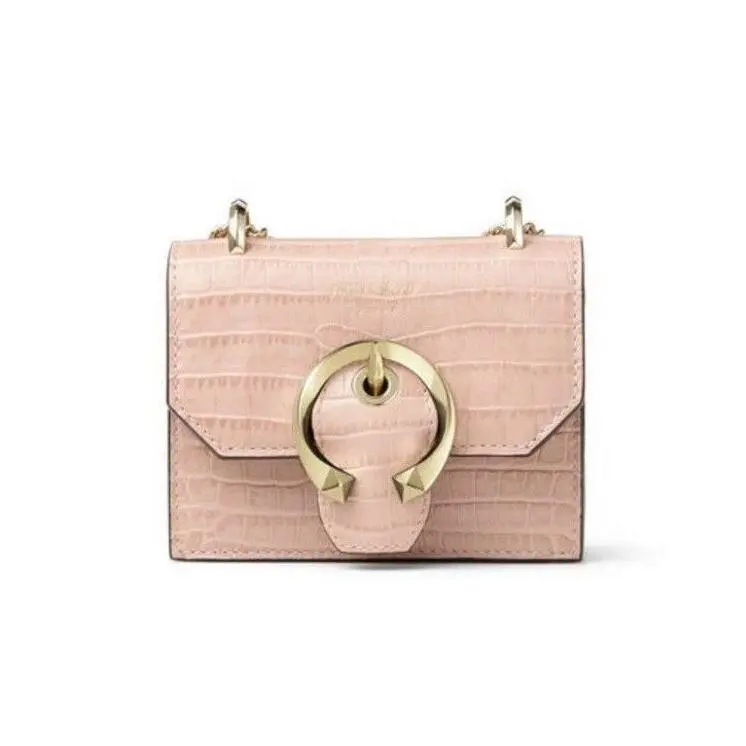 Jimmy Choo Mini Paris Blush Croc Embossed Leather Super Mini Bag Pink