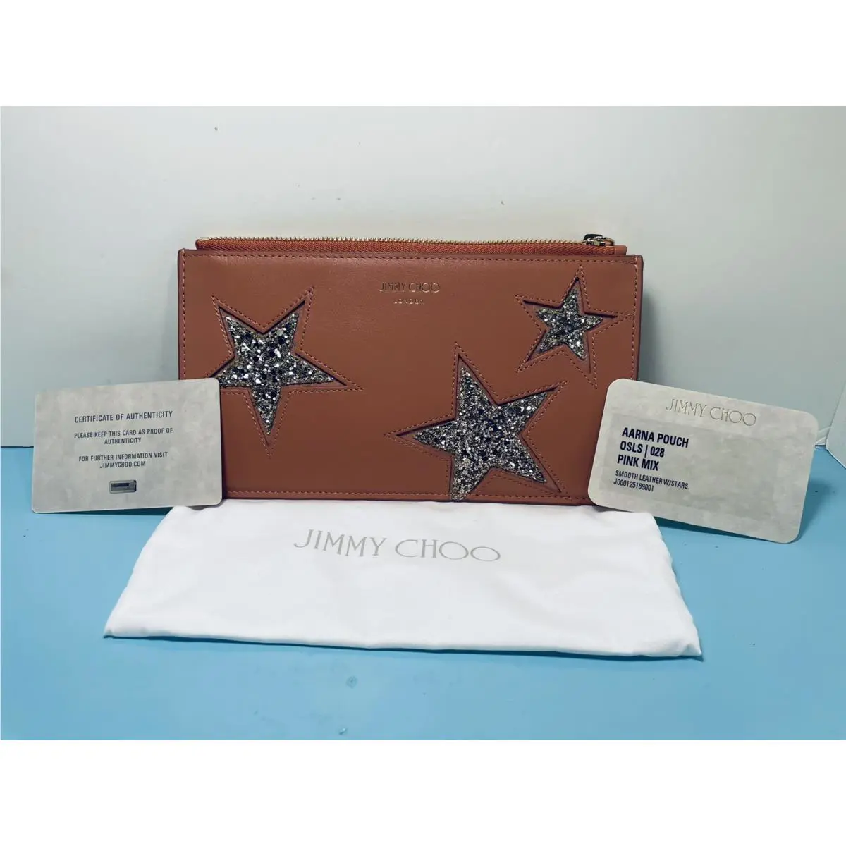 Jimmy Choo - Aarna Pouch - Osls / 028 - Pink - Smooth Leather Wallet Star