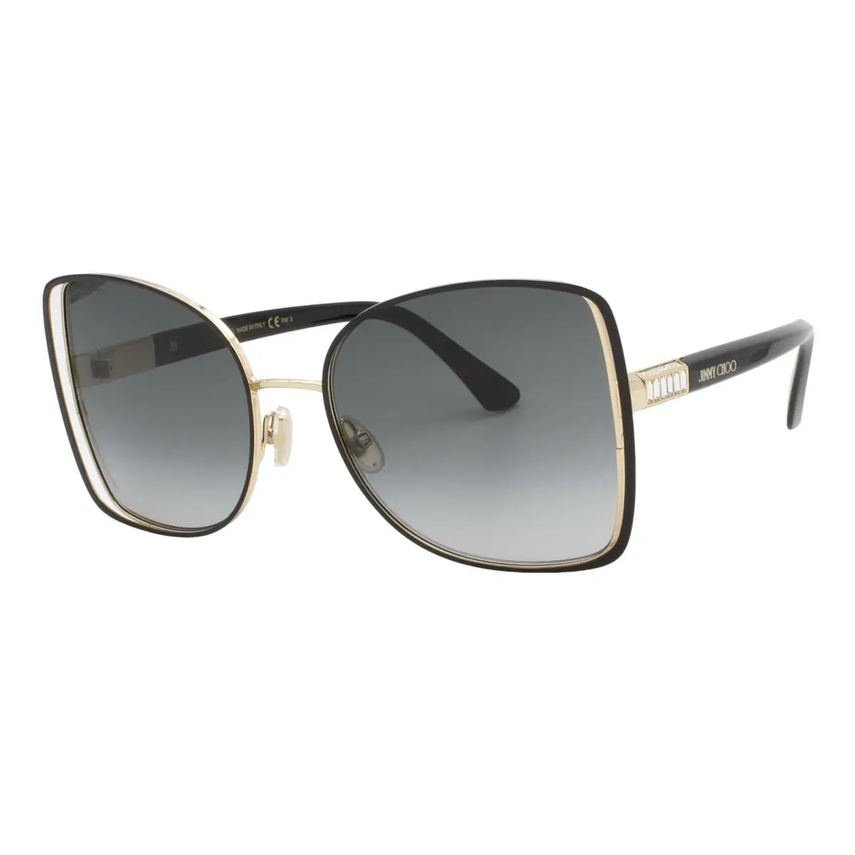 Jimmy Choo Frieda/s 2M2 Black Gold Women’s Butterfly Sunglasses 57-18-140 W/case - Frame: Black Gold, Lens: Gray