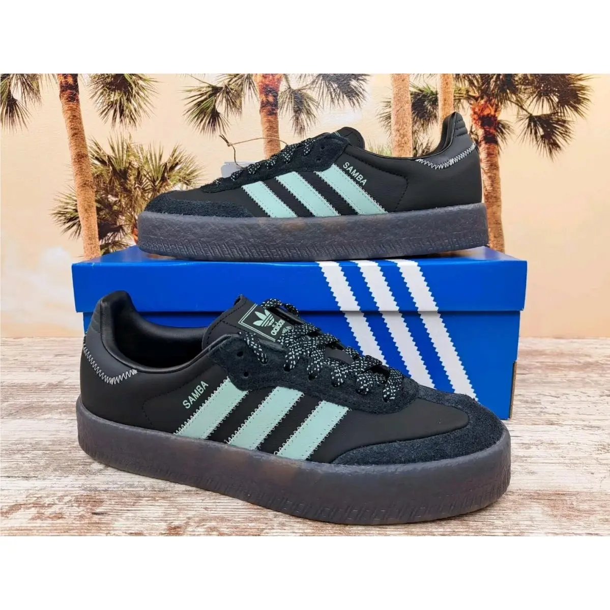 Adidas Originals Sambae Samba Black Green Haze Sneakers Womens Size 9.5