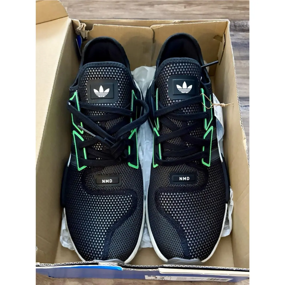 Nmd G1 Originals Men`s Size 12 Black White Green Running Shoes IE4559 by Adidas