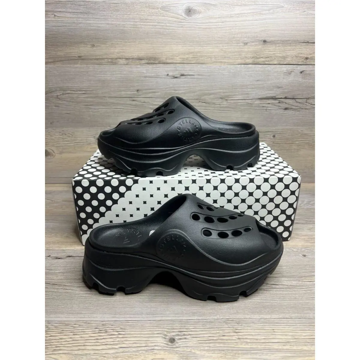 Adidas Stella Mccartney x Clog Womens Size 8 Triple Black GW2050