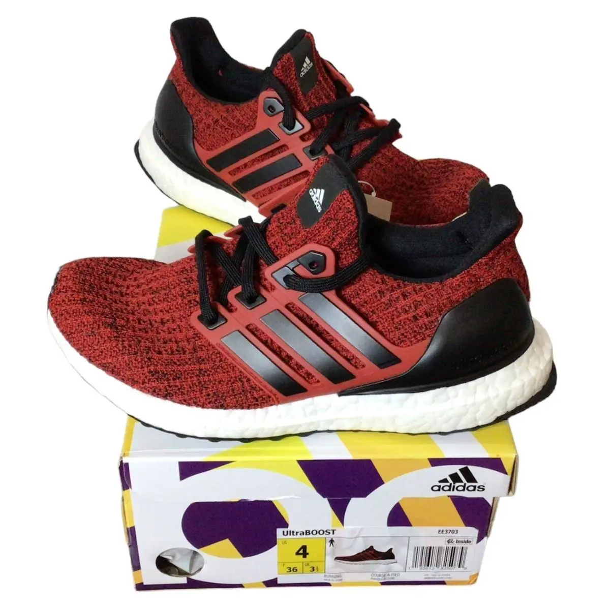 Adidas Kids Youth Boys Size 4 Ultraboost 4.0 Running Shoes Power Red/core Black