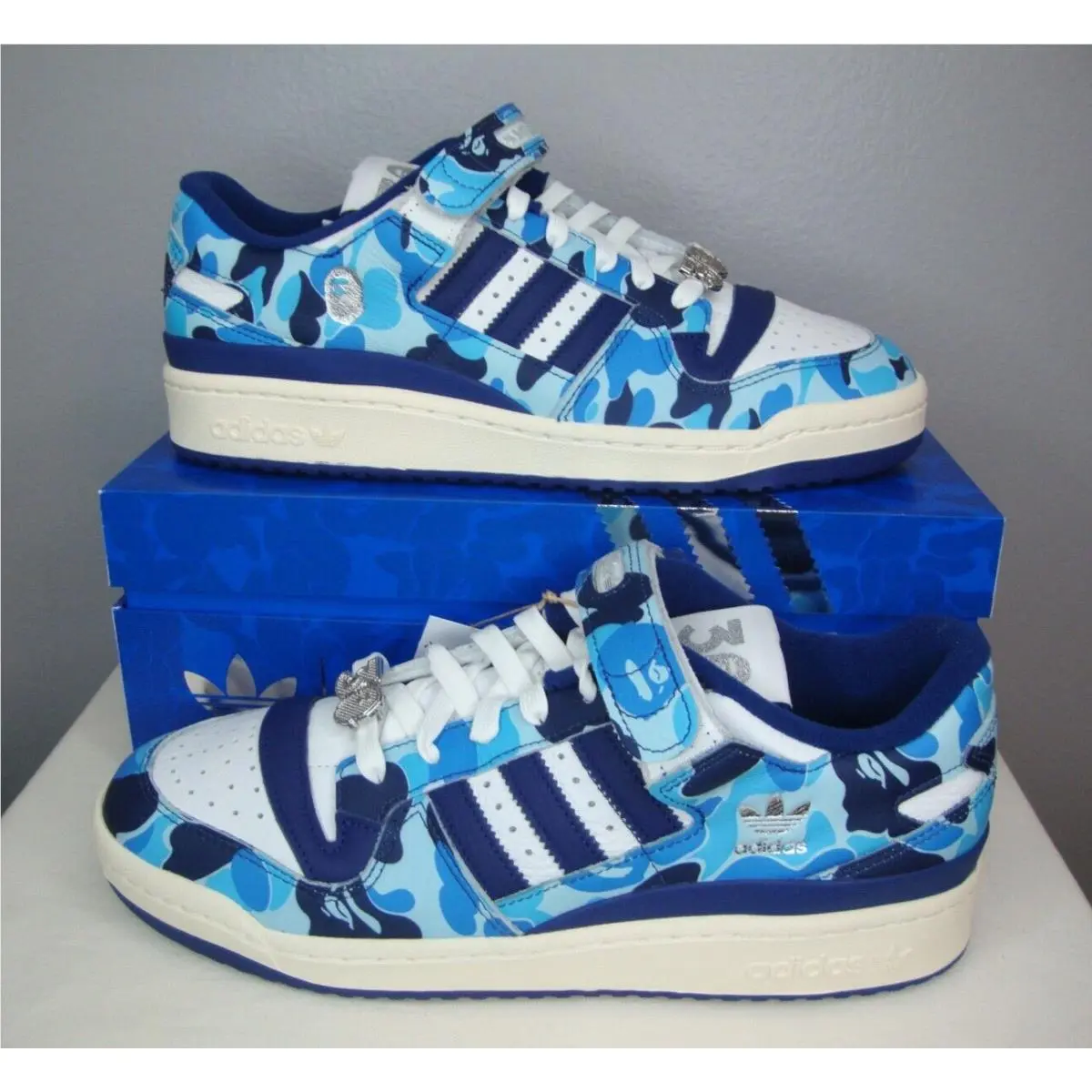 Adidas Bape Forum 84 Low Retro Trainers Shoes Men`s US 10 Blue Camo ID4772