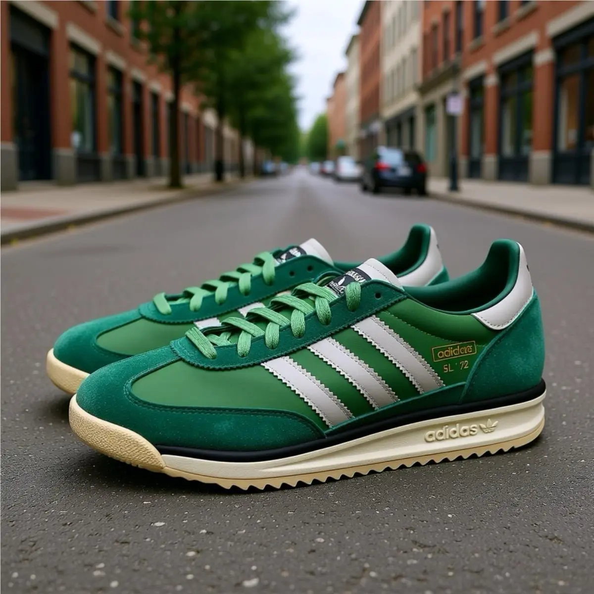 SL 72 RS Green White Sneakers Shoes US Mens Size 7.5 by Adidas
