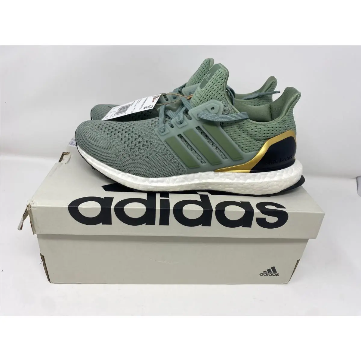 Adidas Ultraboost 1.0 Silver Sage Green Metallic Gold Men Size 6.5 Women 7.5