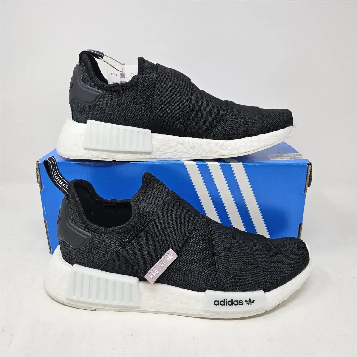 Womens Adidas NMD_R1 `black/white` Strap Boost Athletic Shoe / GW5698 / Size 7.5