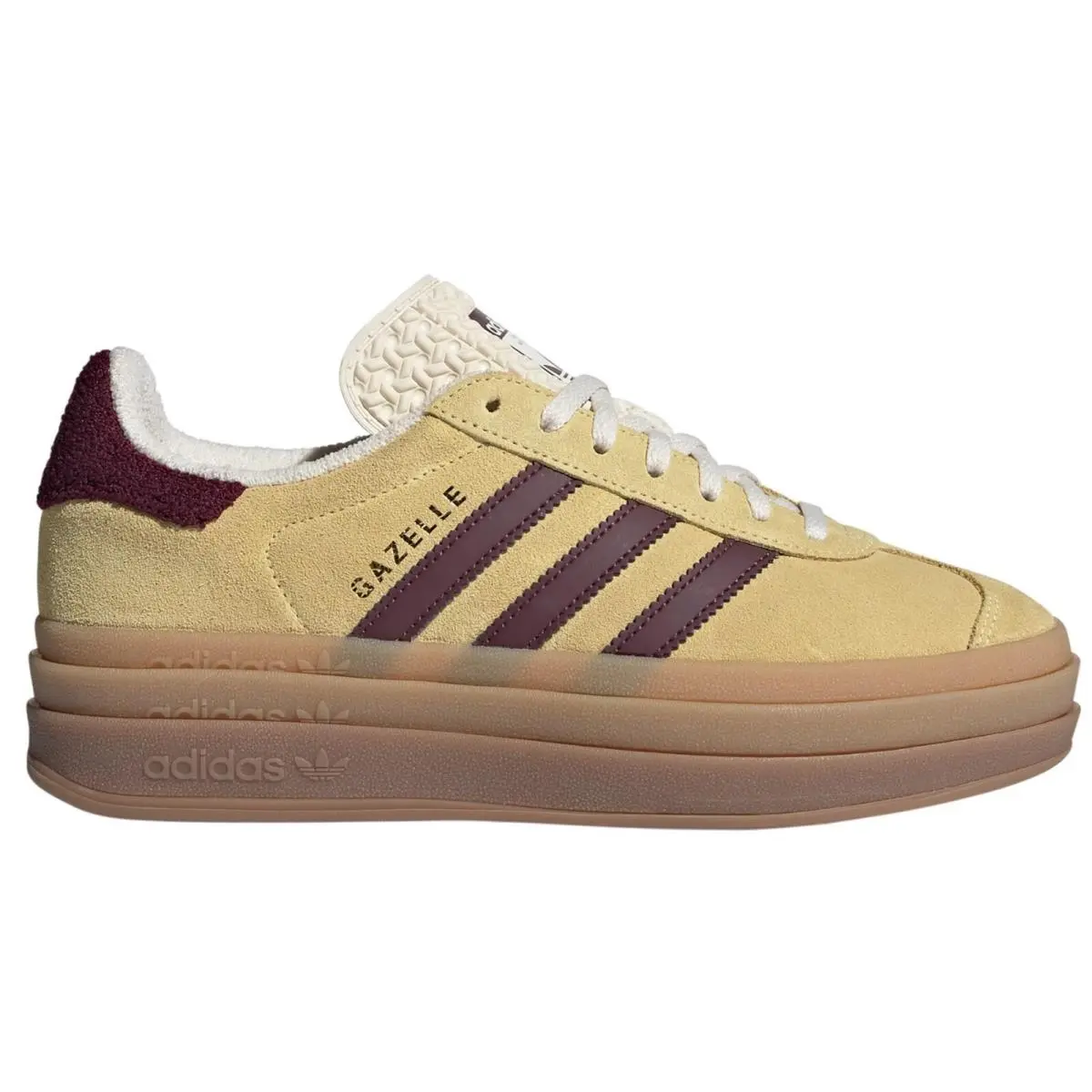 Adidas Originals Women`s Gazelle Bold Shoes Almost Yellow Maroon IF5937 Size 10 - Yellow