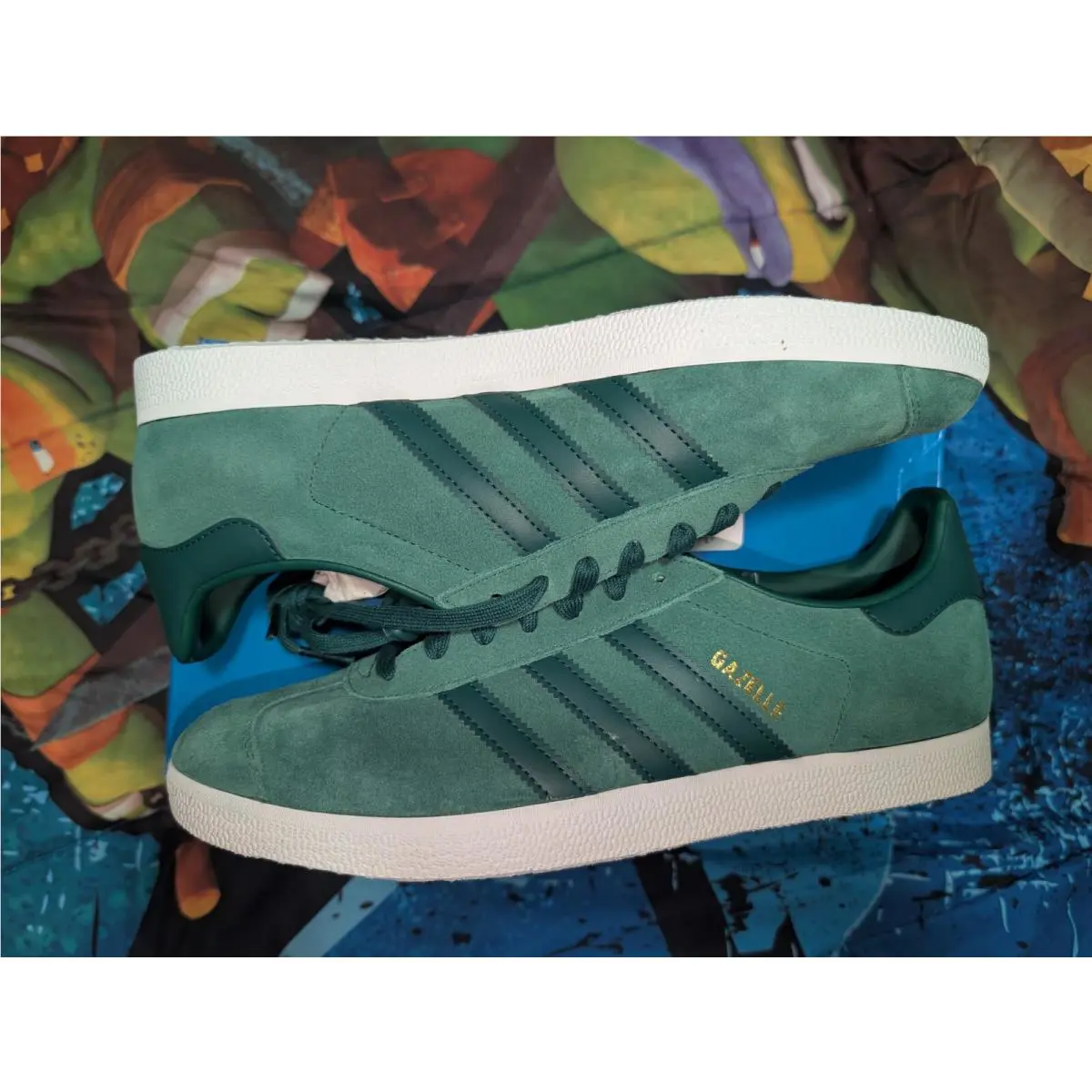 Sz 11 Nib--adidas Originals Gazelle IG4986 Tech Forest College Green White Mens