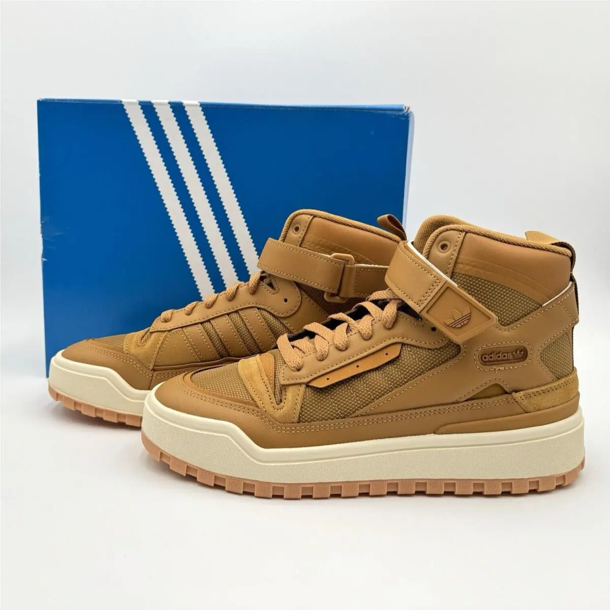 Size 7 Men`s /8 Women`s Adidas Originals Forum Boot Shoes Leather Brown IE7205