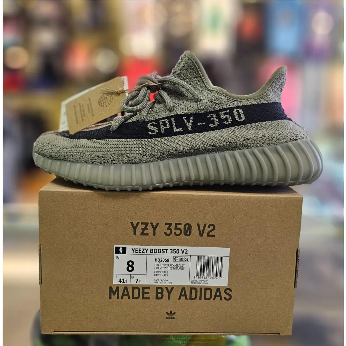 Mens Sz 9 Yeezy Boost 350 V2 Granite Gray HQ2059 Running Shoe w Hate P by Adidas