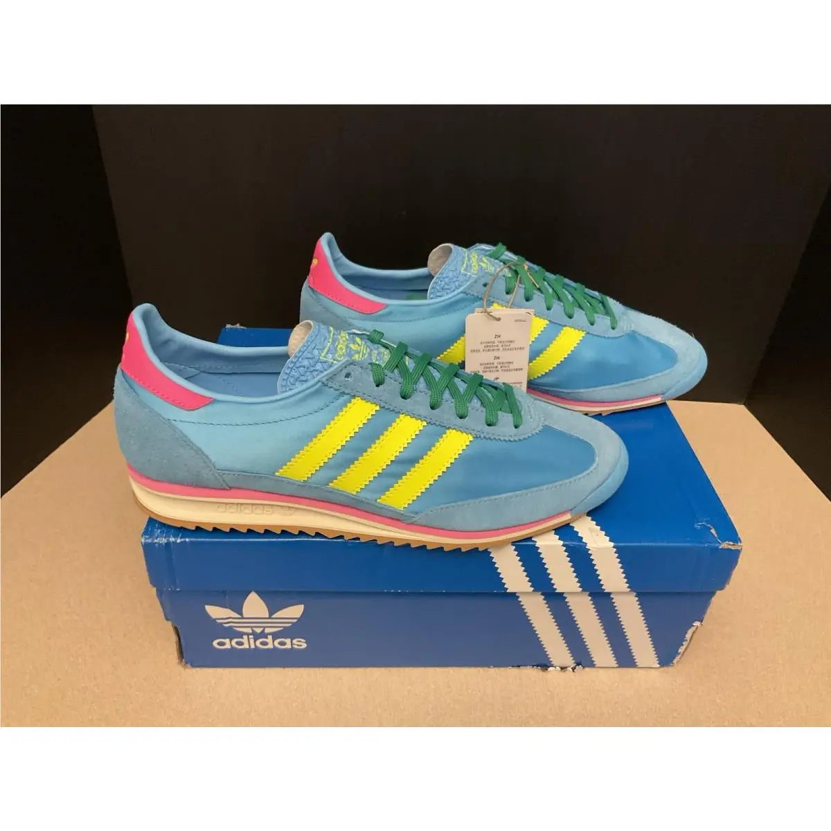 Women`s Adidas SL 72 OG Sky Rush/solar Yellow Athletic Shoes. Size 9.5