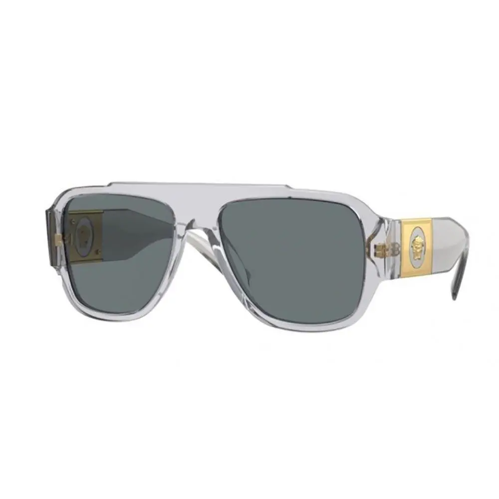 Versace Men Sunglasses VE4436U 530580 57mm Transparent Grey w/ Blue Lens