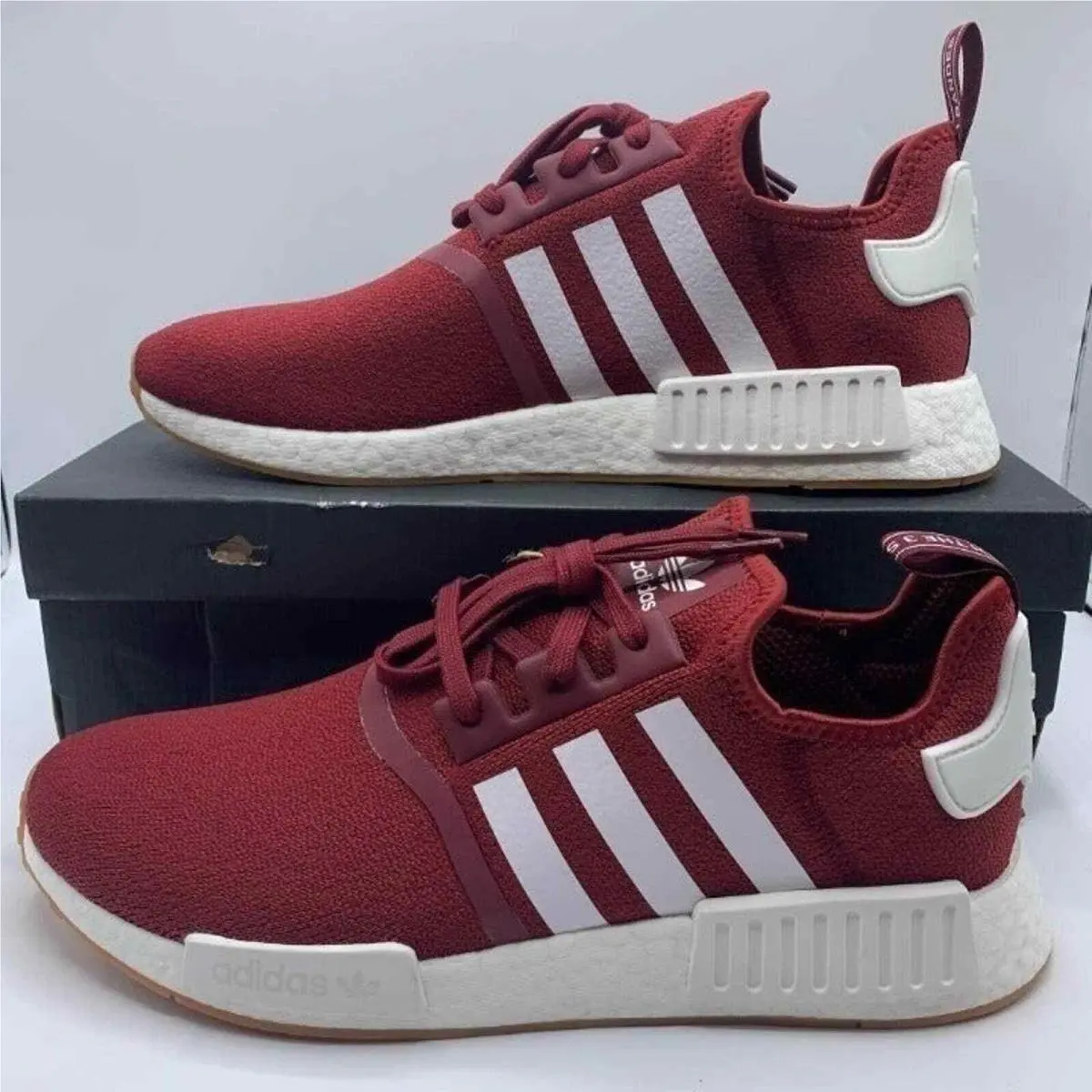 Adidas Nmd R1 Running Shoes Red White FX6787 Mens Sz 7