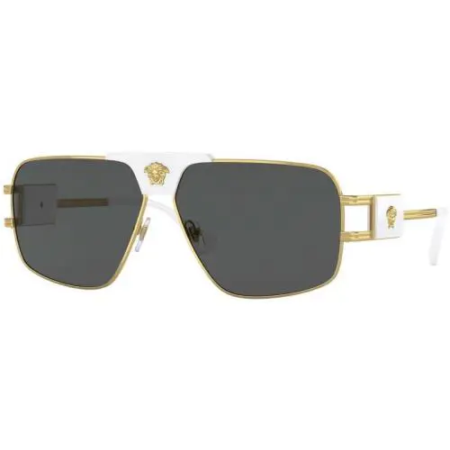 Versace Men Sunglasses VE2251 147187 Gold w/ Dark Grey Squared Lens 63mm