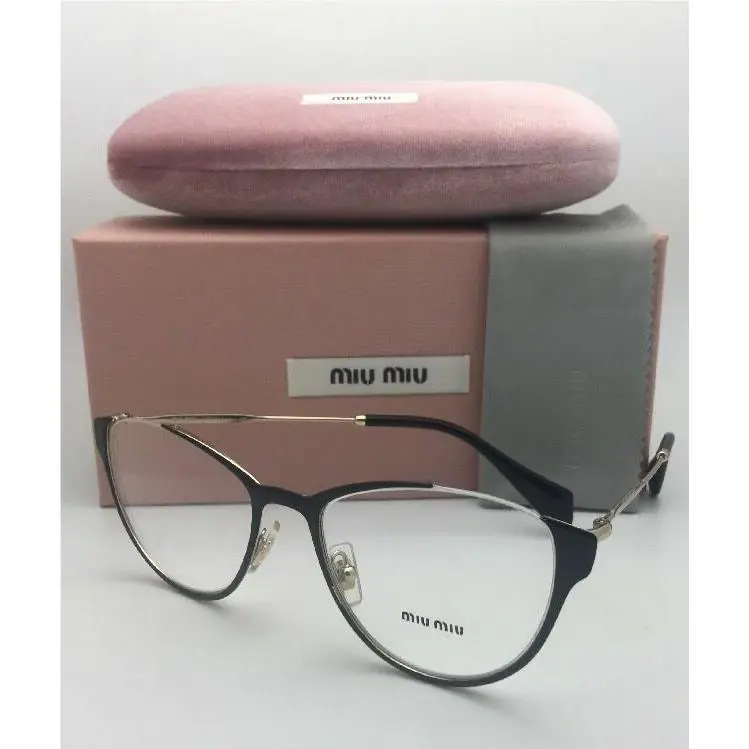Miu Miu Eyeglasses Vmu 51O QE3-1O1 53-19 140 Black Gold Cat Eye Frames