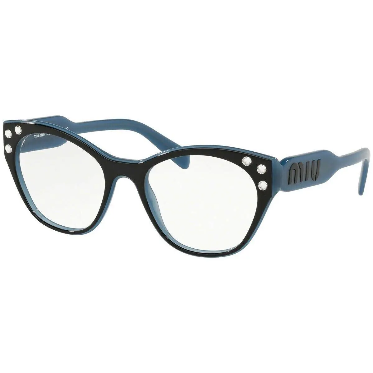 MU02RV 1013O1 52 Black Blue Eyeglasses Optical Frame by Miu Miu