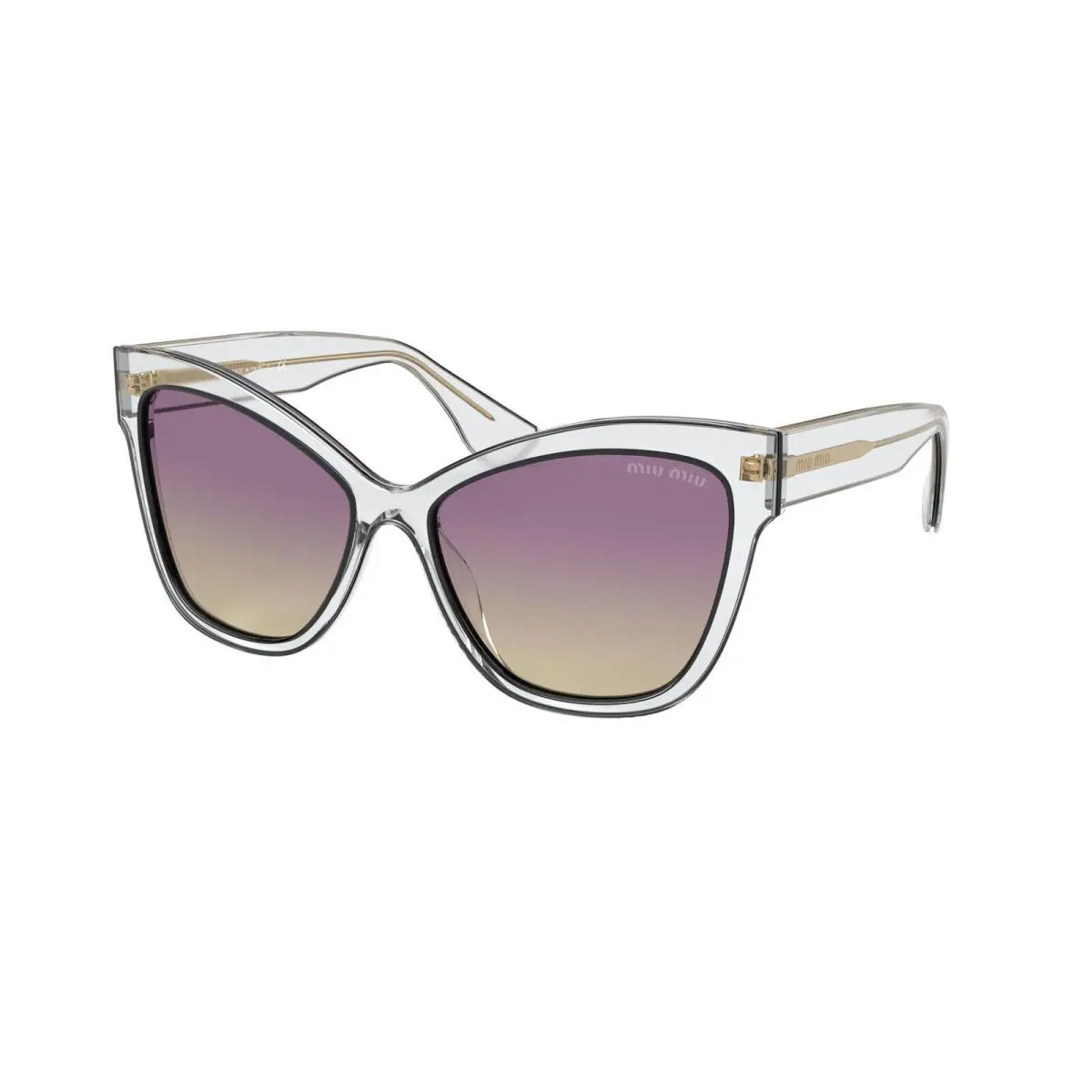 Miu Miu MU08VS 03I09B 56 Sunglasses Clear Frame Yellow Gradient Violet