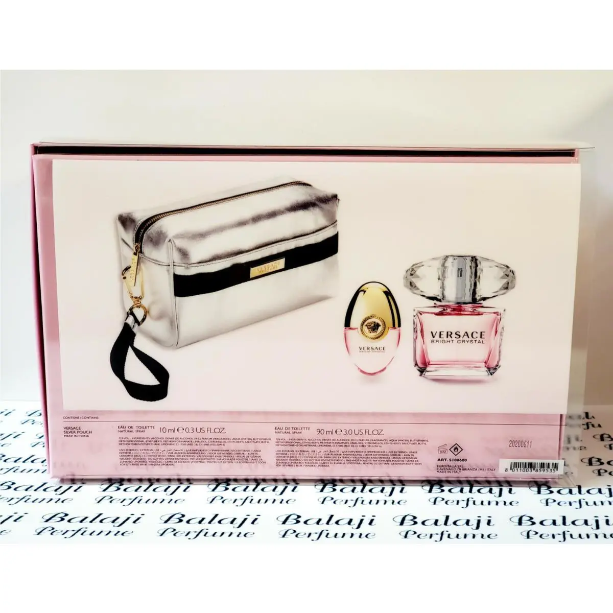 Versace Bright Crystal 3PC Gift Set 3.0OZ Edt Spray For Women