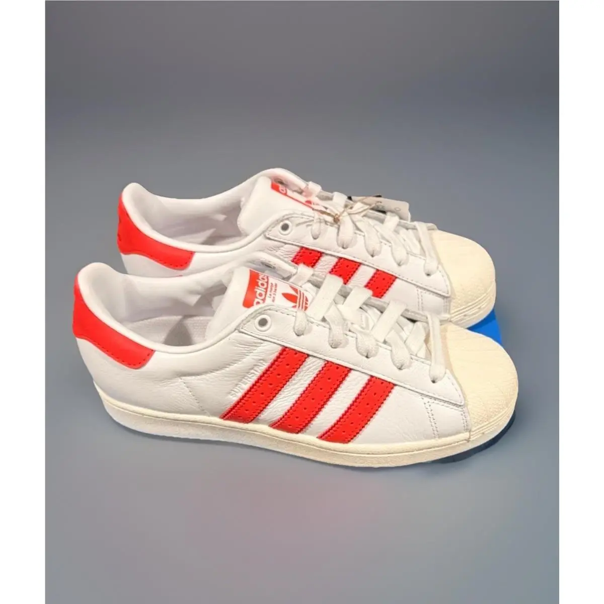 Women’s Adidas Originals Superstar White Cloud/white/bright Red/tennis Shoes 6.5 - White Cloud/White/Bright Red