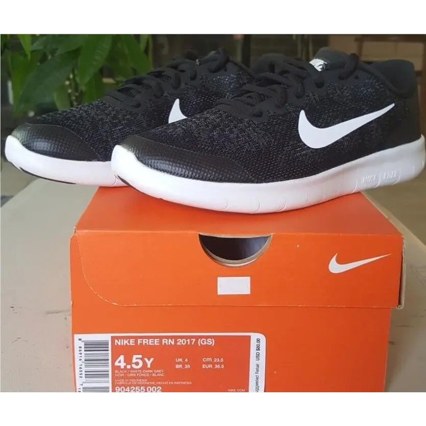 Nike Free RN 2017 GS Black/white 904255-002 Size 4.5Y/Women 6