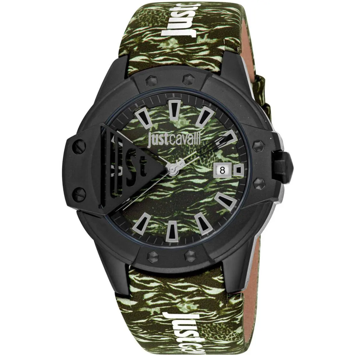 Women`s Watch Scudo Quartz Green Dial Leather Strap JC1G260L0055 by Just Cavalli