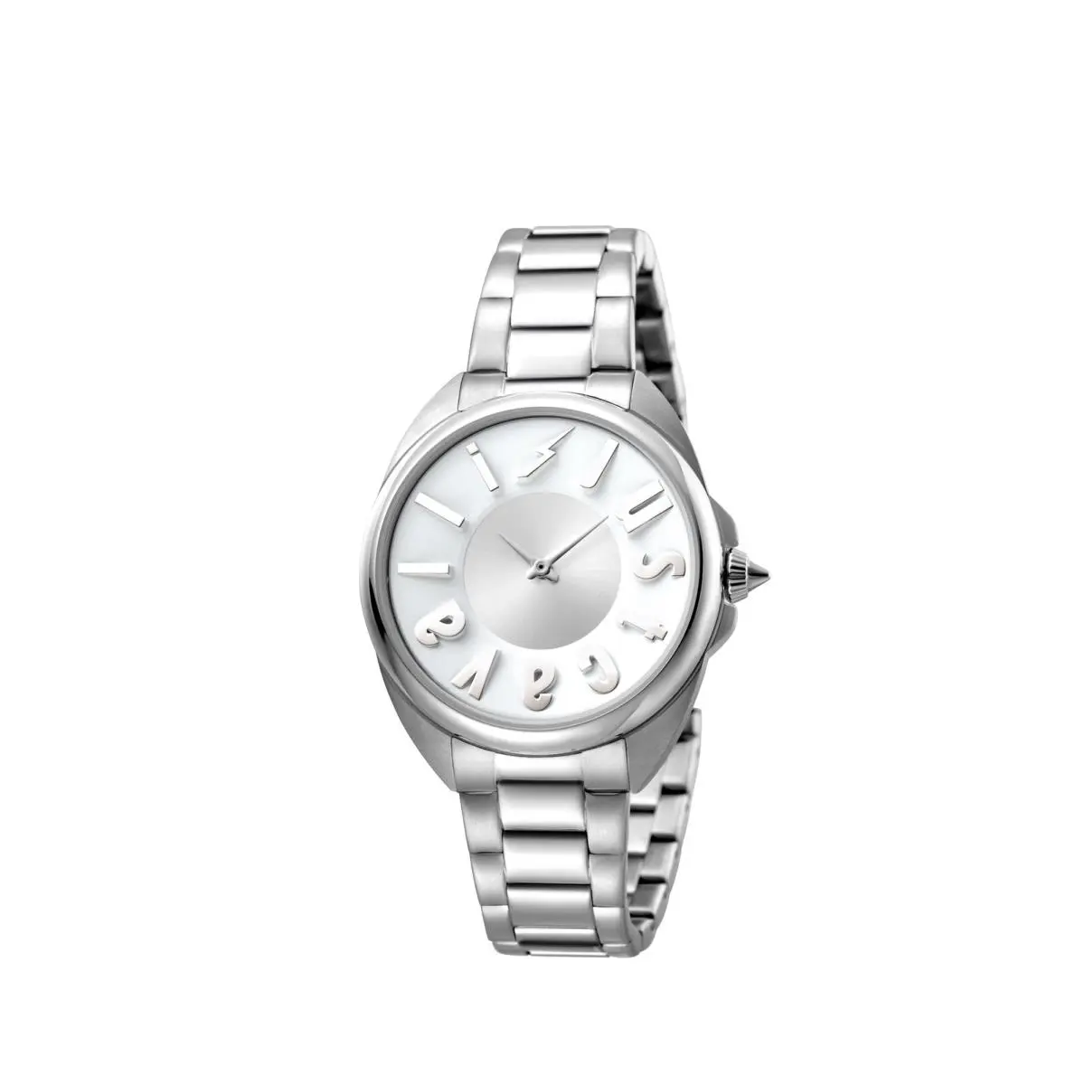 Women`s JC1L008M0065 Logo Silver Dial Stainless Steel Wristwatch by Just Cavalli