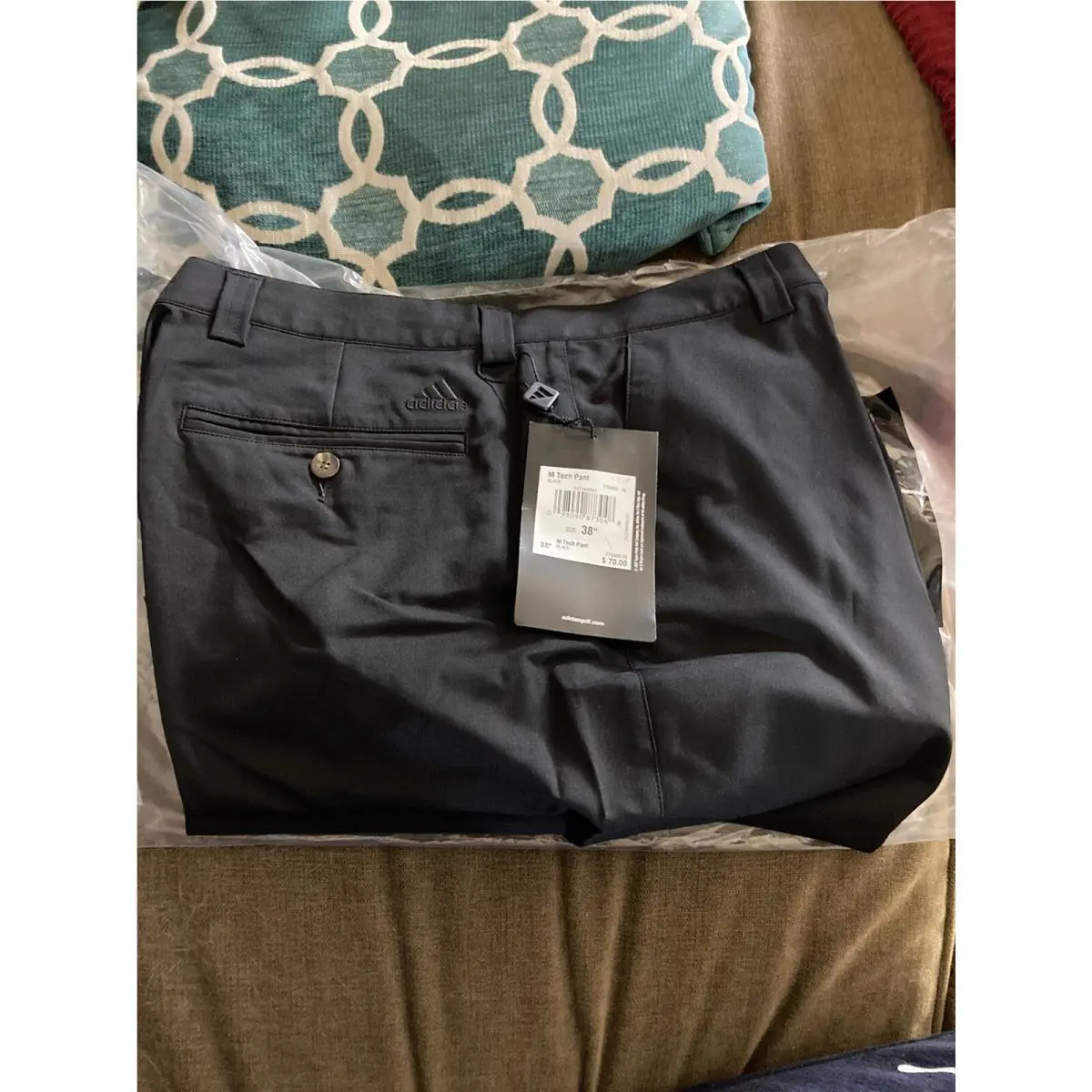 Adidas Golf Mens M Tech Pants Athletic Straight Leg Black 100 Polyester