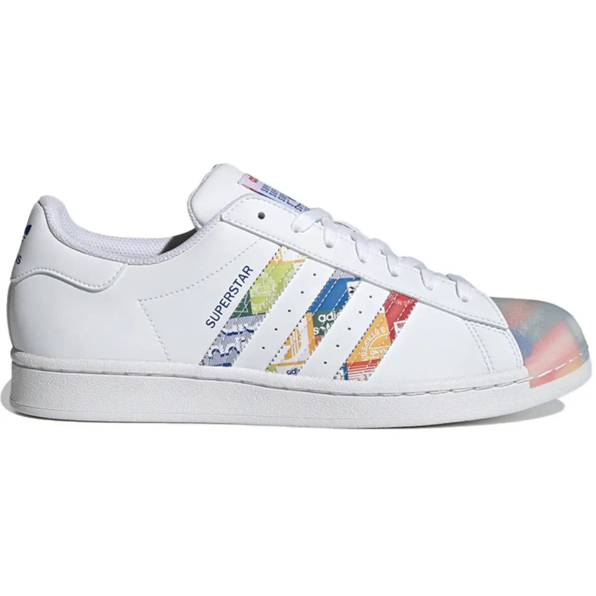 Adidas Superstar White Translucent Orange Blue Men`s Size 9.5 Rare Colorway - White