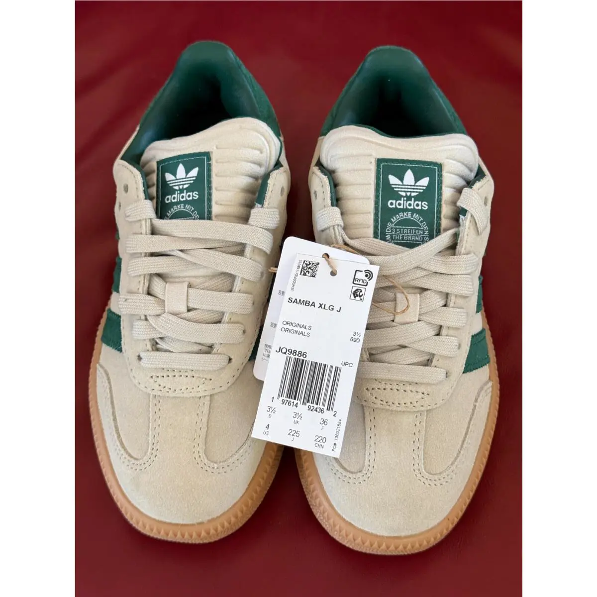 Adidas shoes - adidas Samba XLG - Samba XLG - JQ9886 - Putty Grey / Collegiate Green / Gum (UPC: 197614924362) 8