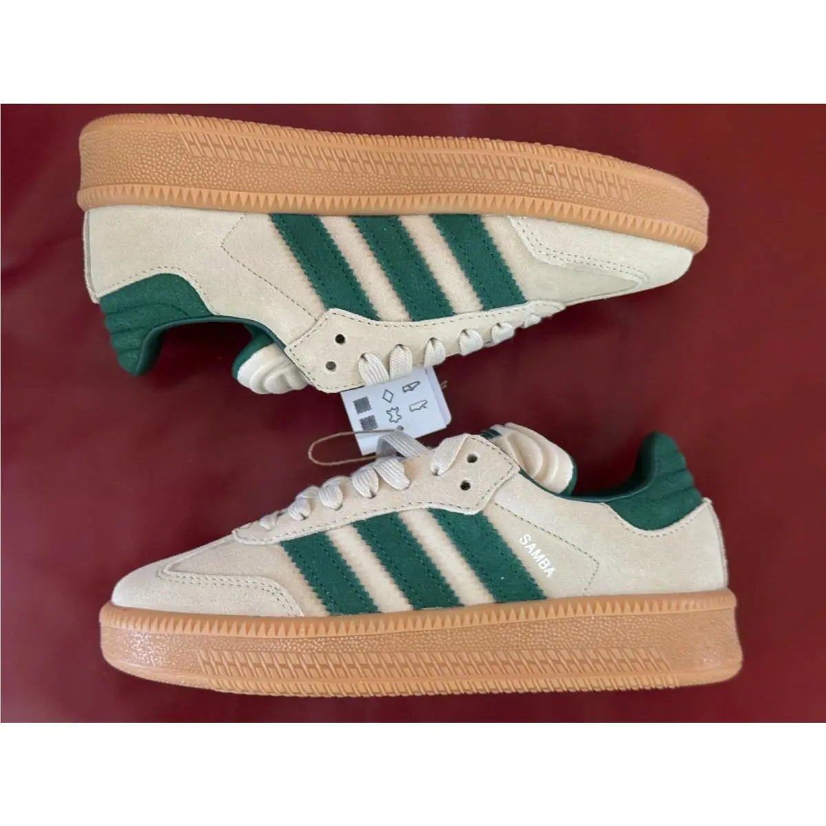 Adidas shoes - adidas Samba XLG - Samba XLG - JQ9886 - Putty Grey / Collegiate Green / Gum (UPC: 197614924362) 12