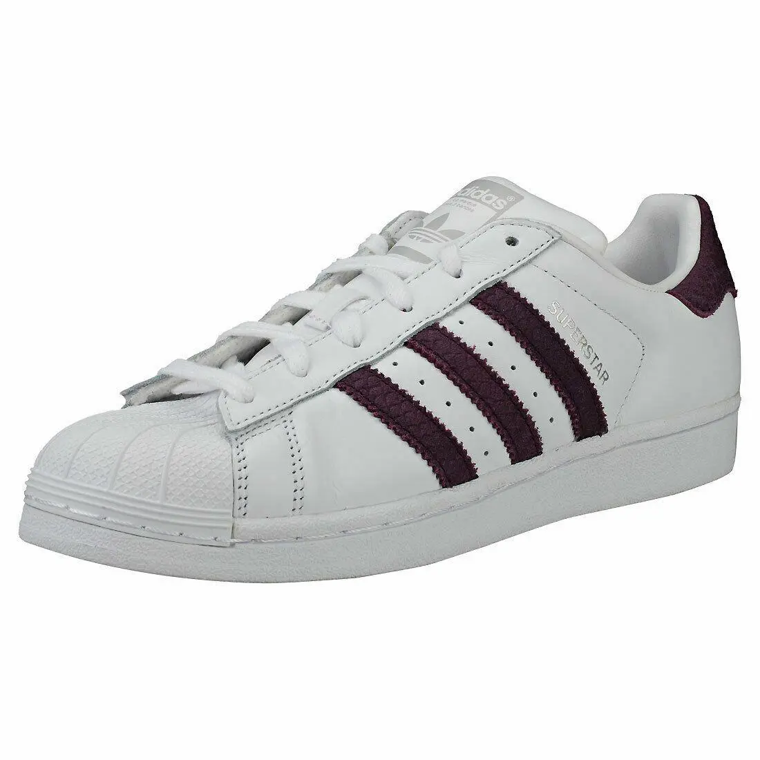 Adidas Originals Superstar Sneakers Sports Women Shoes Milk/purple Size 7.5 - WHITE/PURPLE - B41510