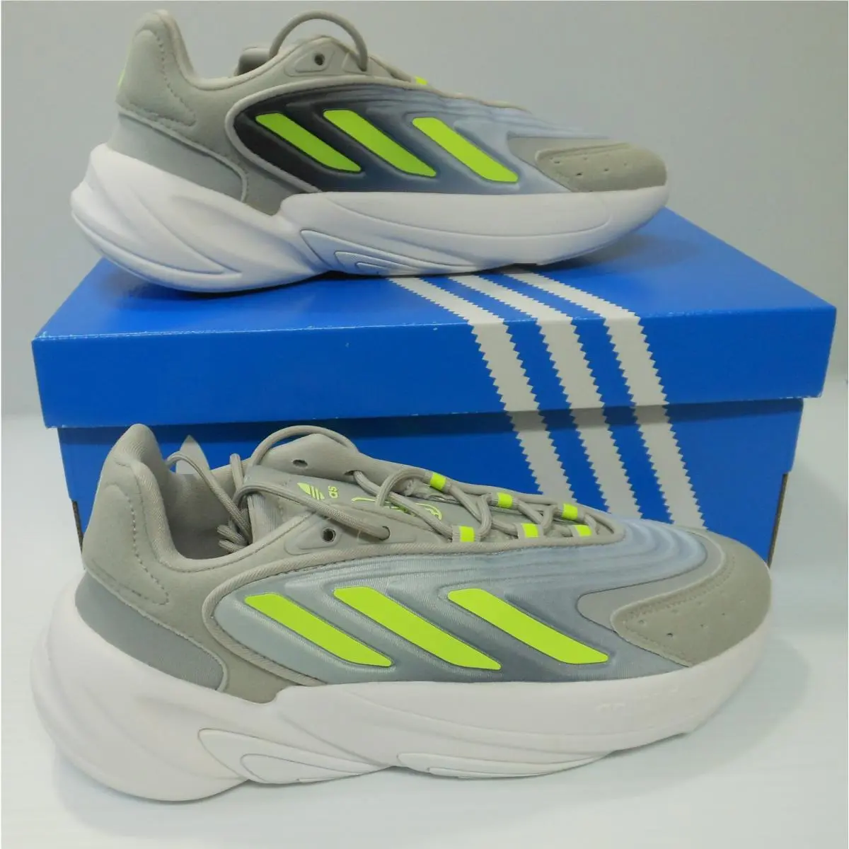 Women`s Adidas US Size 7 Ozelia Sport Shoes Grey Two/lucid Lemon/cloud White