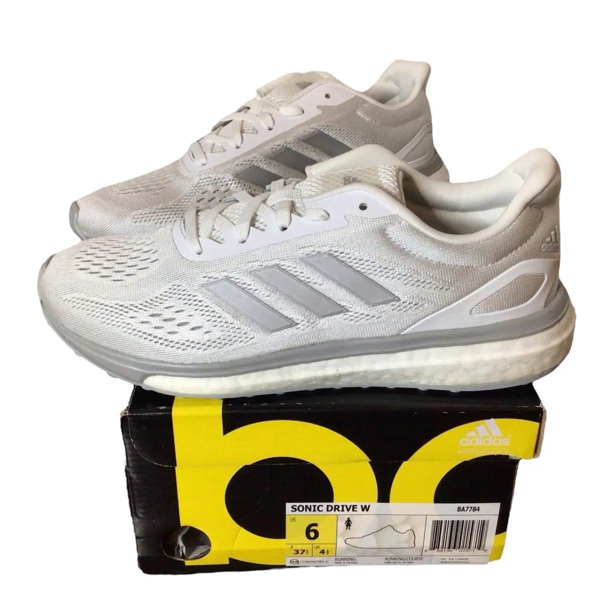 Adidas Sonic Drive Running Shoes Women’s Size 6 White Sneakers BA7784