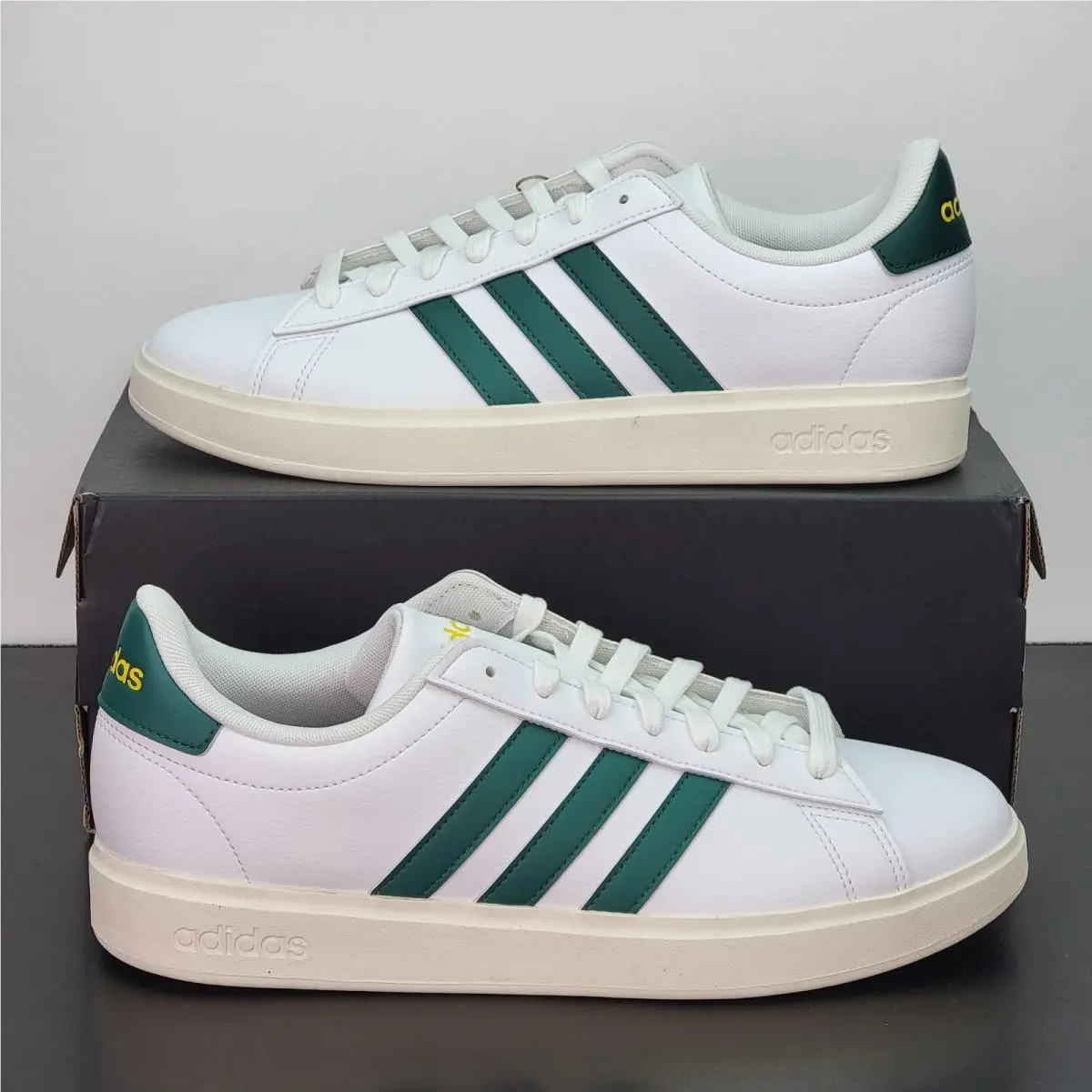 Grand Court 2.0 Men`s Size 10.5 Athletic Shoes White Green Sneakers by Adidas