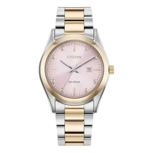 Citizen Ladies Diamond Pink Dial Watch- EW2706-58X