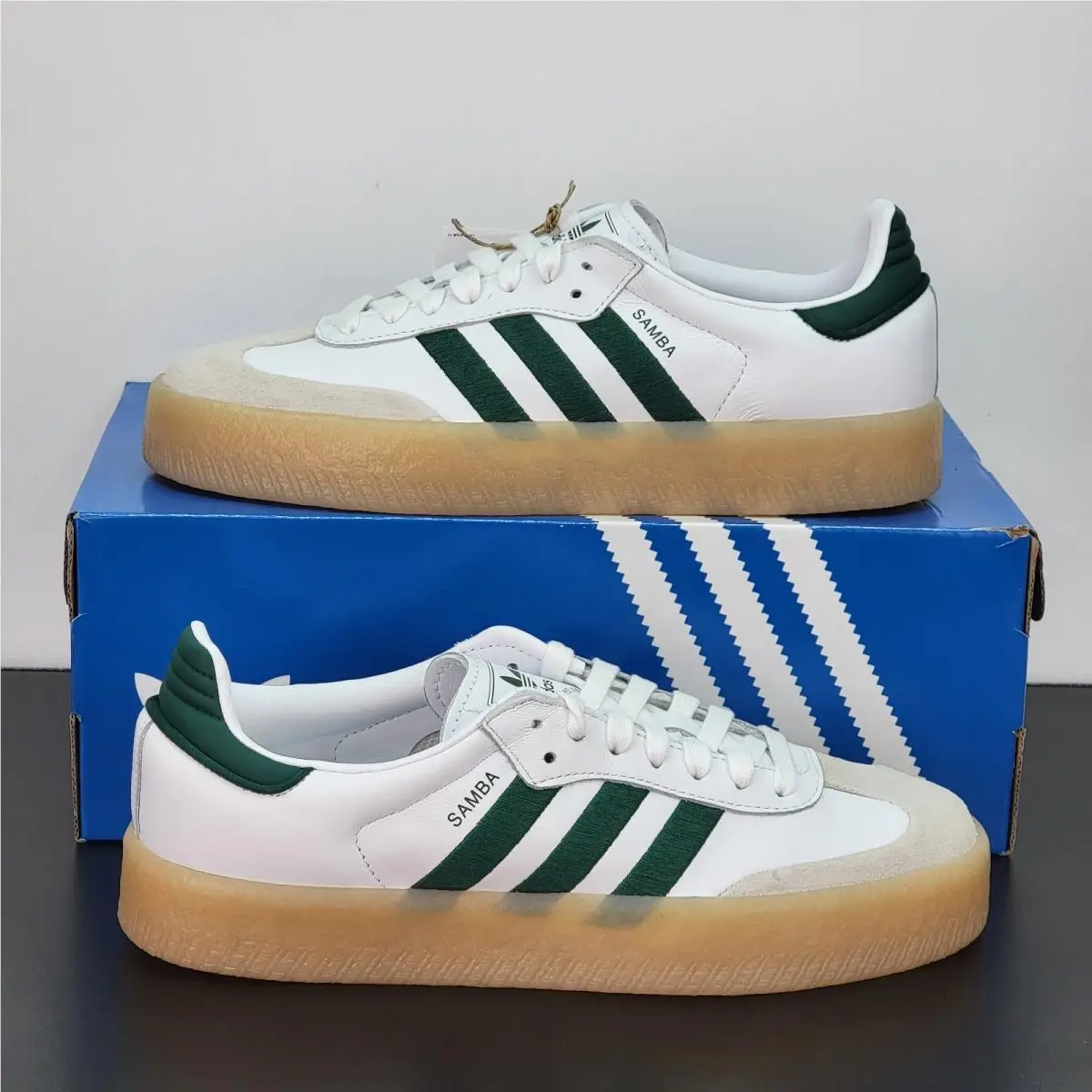 Adidas Sambae Cloud White Collegiate Green Gum Sneakers ID0440 Women`s Size 10.5