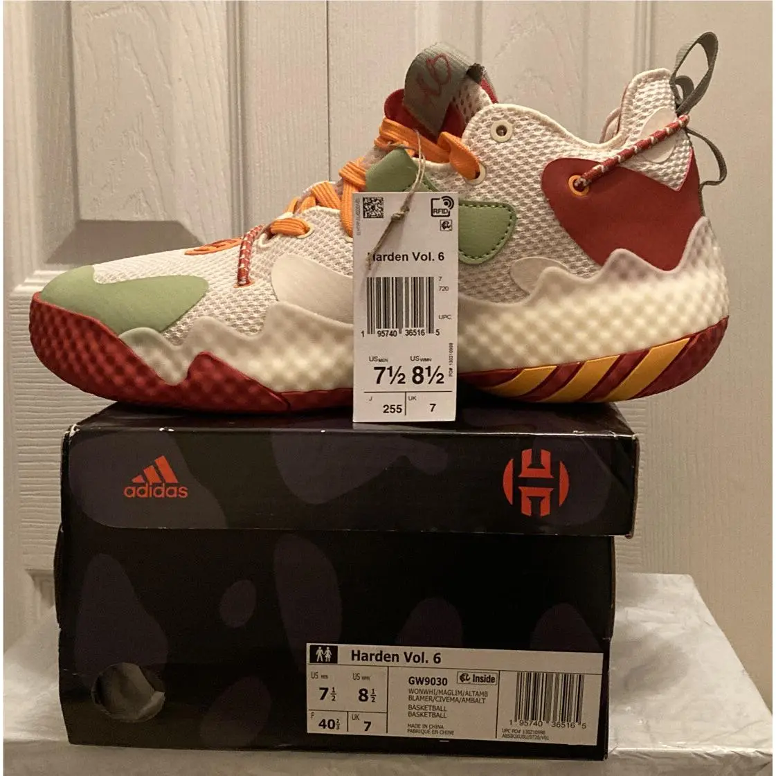 Harden Vol. 6 Men’s SZ-7.5 Basketball Shoes GW9030 Wonder White W/box by Adidas