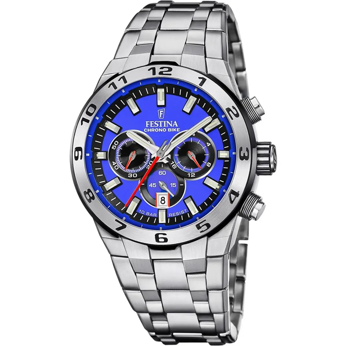 Chrono Bike Stainless Steel Blue Dial Quartz Men`s Watch F20670-3 by Festina